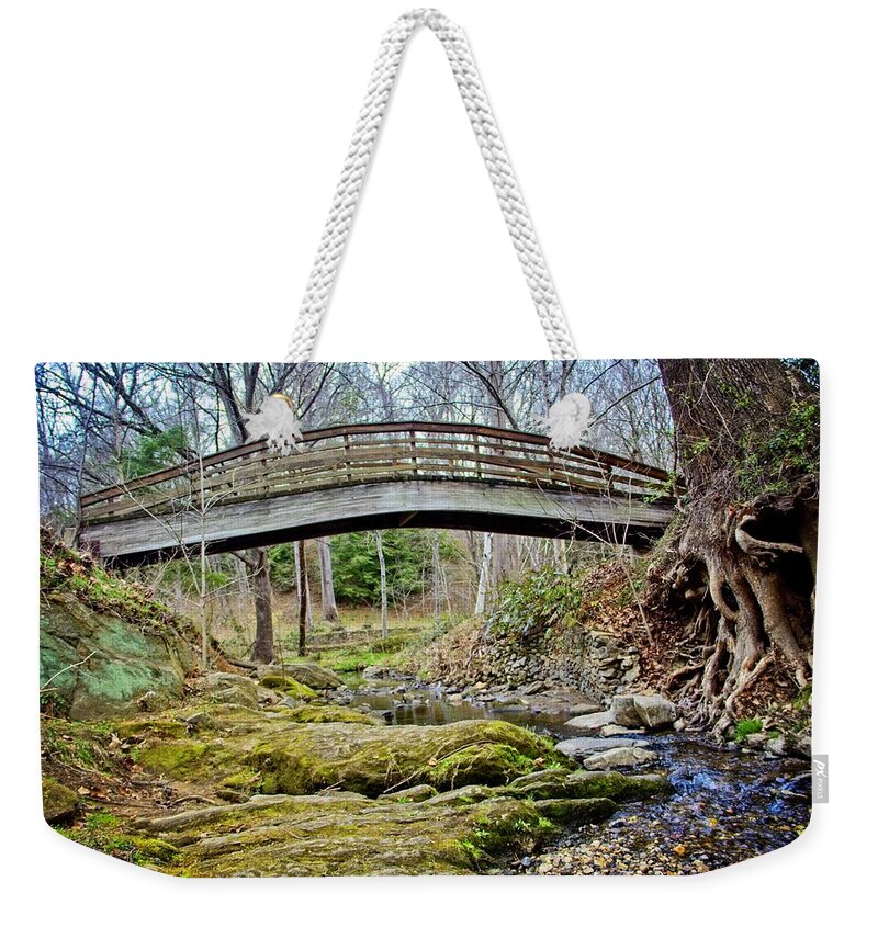 Bridge Weekender Tote Bag featuring the photograph Over Under In Through by Allen Nice-Webb
