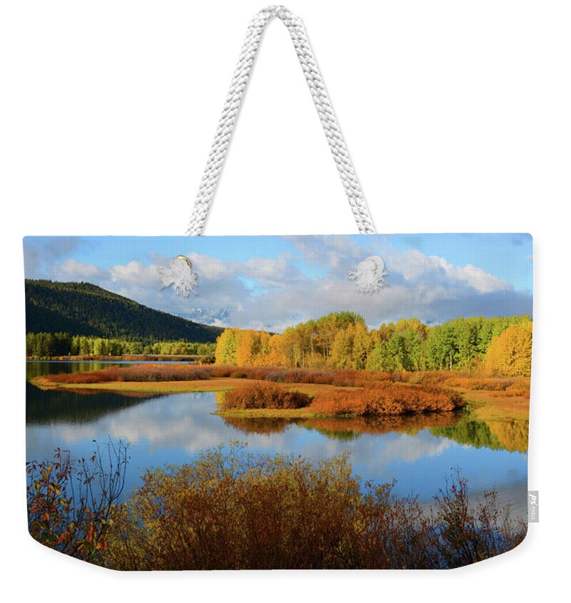 Oxbow Weekender Tote Bag featuring the photograph Oxbow Autumn by Whispering Peaks Photography