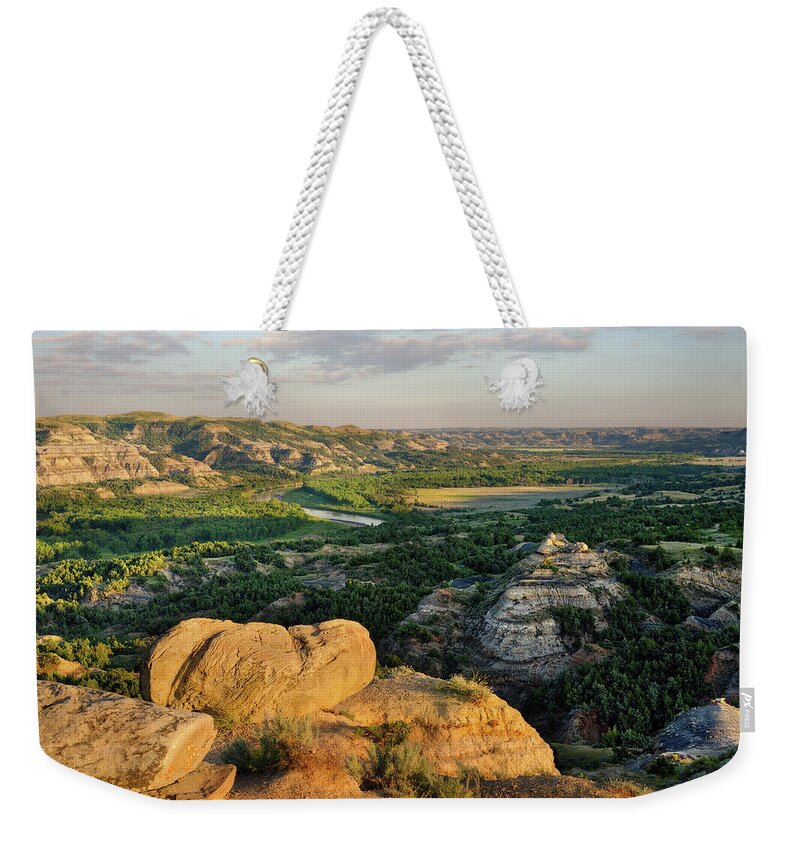 Theodore Roosevelt National Park Weekender Tote Bag featuring the photograph Oxbow Overlook - Theodore Roosevelt National Park North Unit by Peter Herman