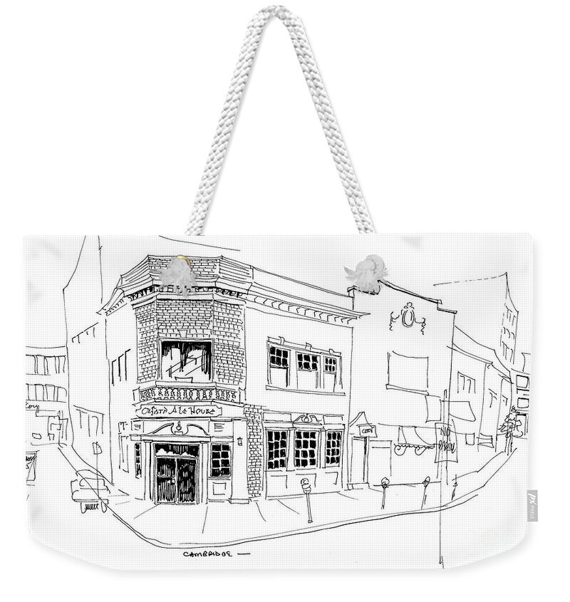 Pen & Ink Weekender Tote Bag featuring the drawing Oxford Ale House by William Renzulli
