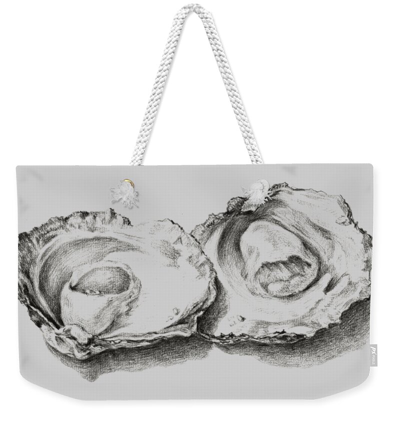 Animal Weekender Tote Bag featuring the painting Oysters White by Tony Rubino