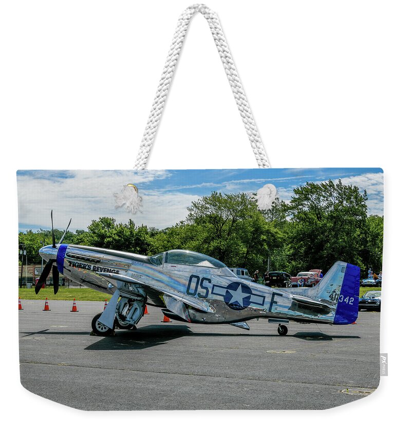 Plane Weekender Tote Bag featuring the photograph P-51 Mustang Tigers Revenge by Anthony Sacco