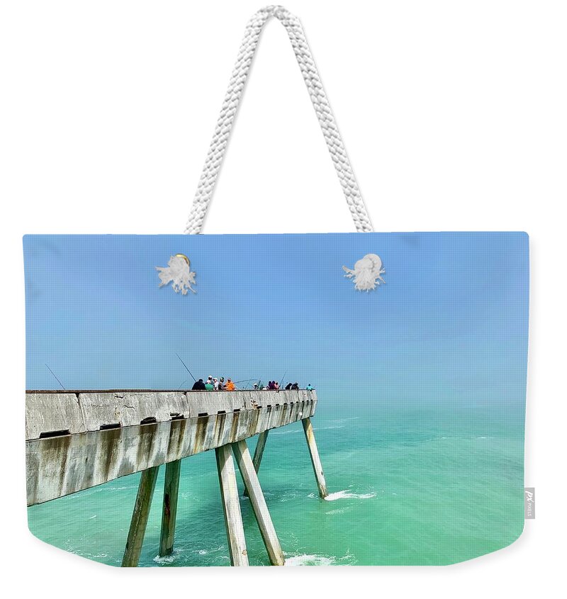  Weekender Tote Bag featuring the photograph Pacifca Pier- landscape crop by Julie Gebhardt