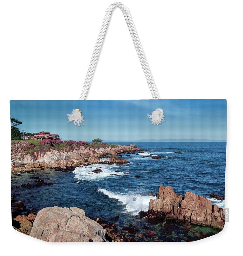 Beach Weekender Tote Bag featuring the photograph Pacific Grove's Craggy Shoreline by David Levin
