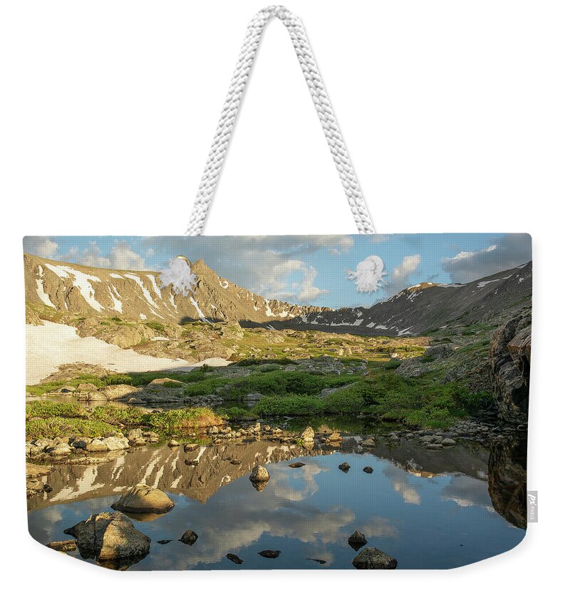 Breckenridge Weekender Tote Bag featuring the photograph Pacific Peak Reflection 2 by Aaron Spong