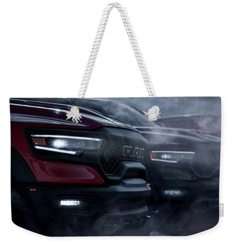 Ram Weekender Tote Bag featuring the photograph Pack Hunters by David Whitaker Visuals