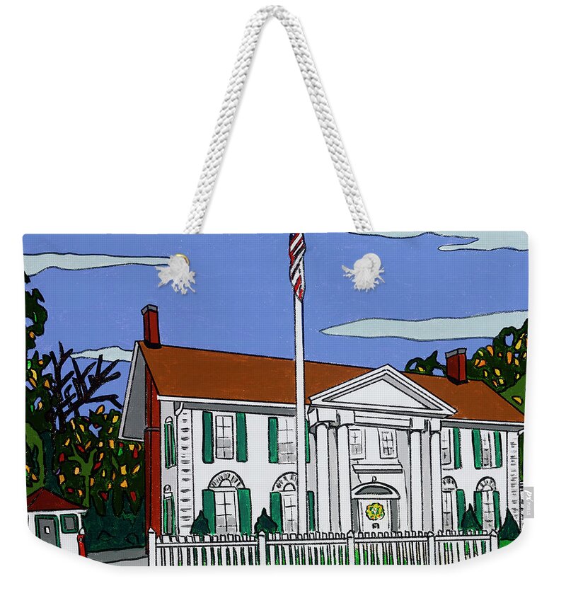 Valley Stream Historical Society Weekender Tote Bag featuring the painting Pagan Fletcher House by Mike Stanko