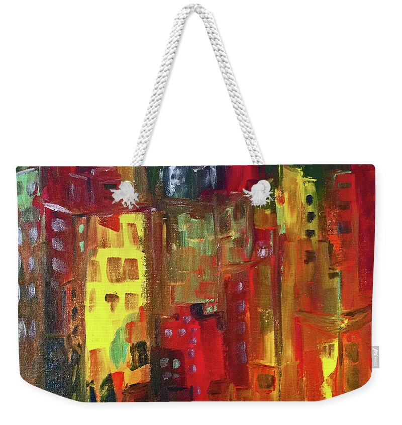 City Weekender Tote Bag featuring the painting Paint it Red by Roxy Rich