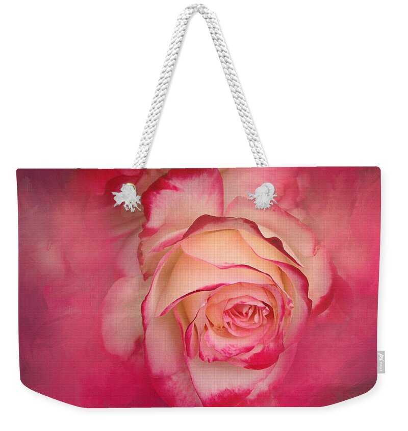 Floral Weekender Tote Bag featuring the photograph Painted Flamenco Rose by Theresa Tahara
