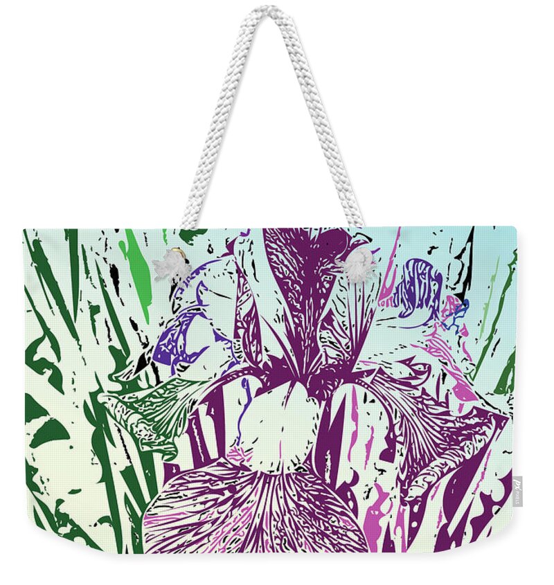 Iris Weekender Tote Bag featuring the digital art Painted Iris by Bentley Davis
