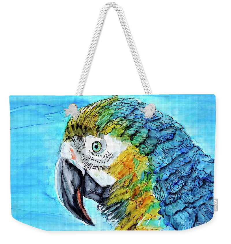 Parrot Weekender Tote Bag featuring the painting Painted Parrot by Patty Donoghue