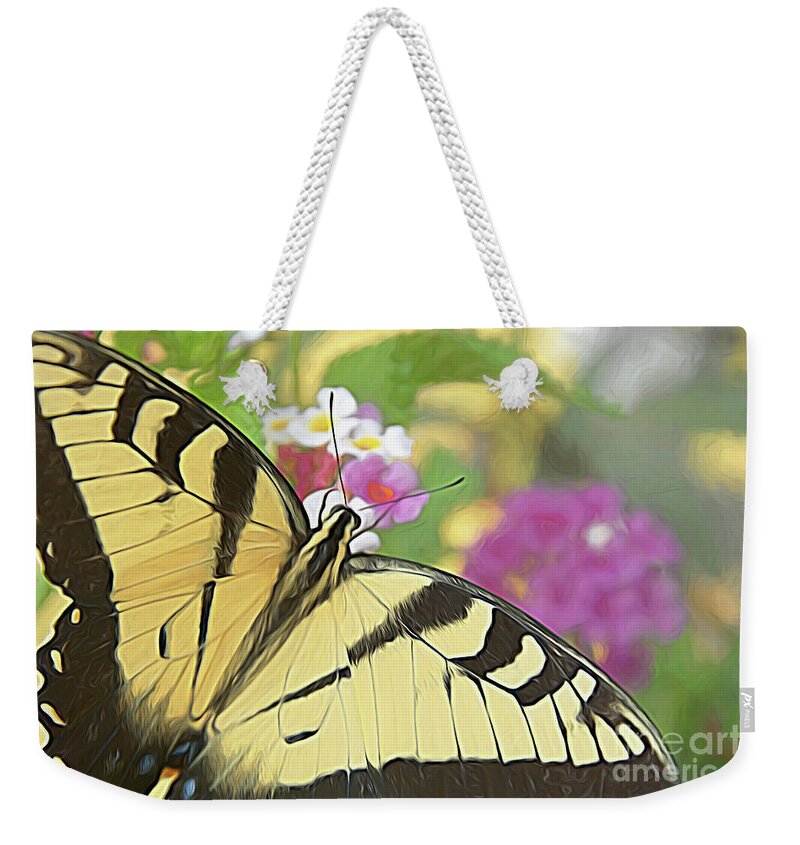 Butterfly Weekender Tote Bag featuring the digital art Painted Swallowtail by Amy Dundon