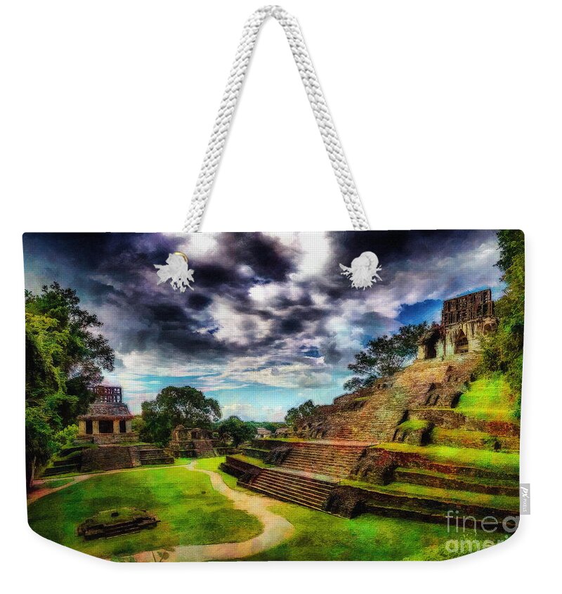 Palenque Mexico Weekender Tote Bag featuring the digital art Palenque Mexico by Jerzy Czyz