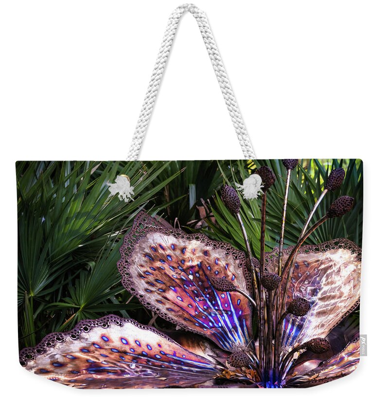 Palm Sculptures Weekender Tote Bag featuring the photograph Palm Embrace by Karen Wiles