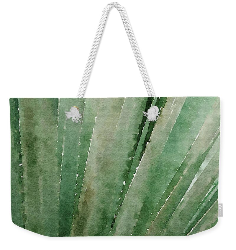 Dark Green Weekender Tote Bag featuring the painting Palm Reading by Rachel Elise