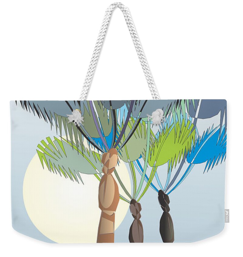 Palm Tree Weekender Tote Bag featuring the digital art Palm Tree Blue by Ted Clifton