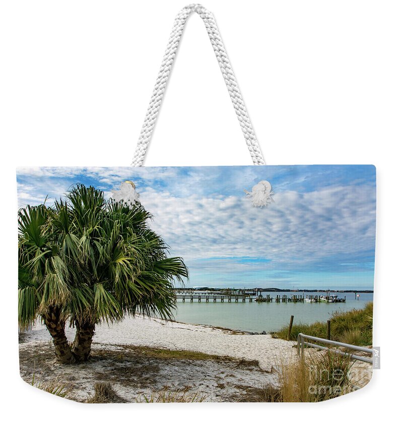 Palm Weekender Tote Bag featuring the photograph Palm Tree on Quietwater Beach by Beachtown Views