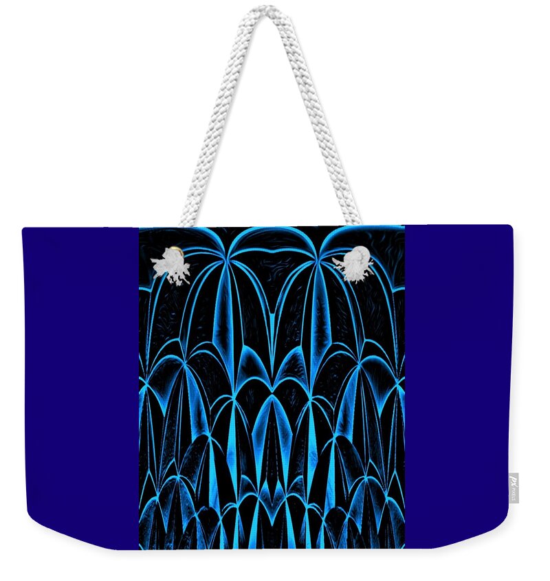 Digital Weekender Tote Bag featuring the digital art Palm Trees Blue by Ronald Mills