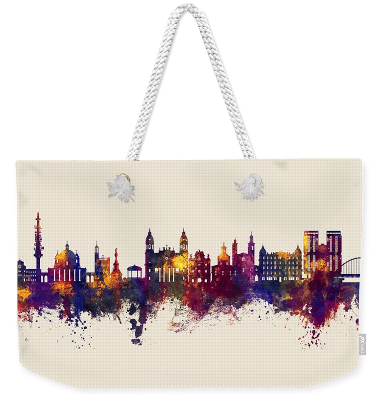 Pamplona Weekender Tote Bag featuring the digital art Pamplona Spain Skyline #12 by Michael Tompsett