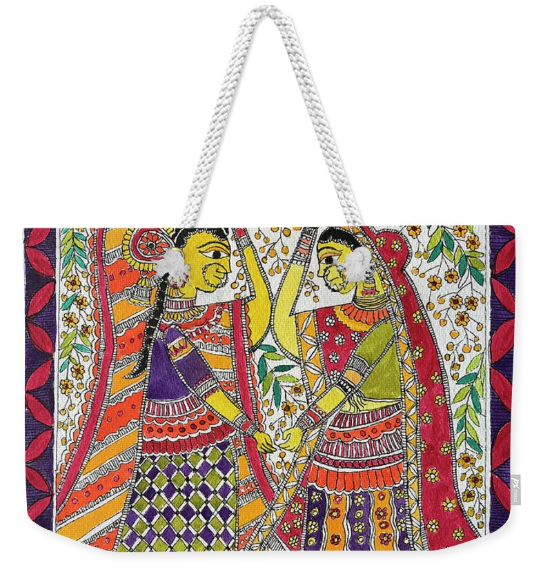  Weekender Tote Bag featuring the painting Panihari by Jyotika Shroff
