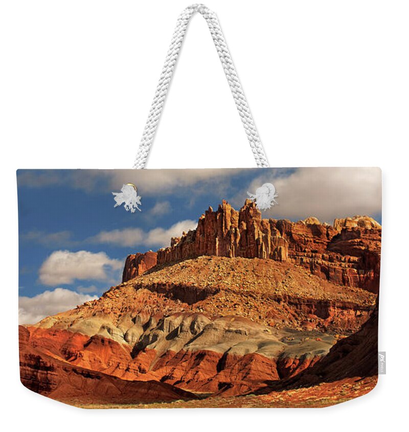 Dave Welling Weekender Tote Bag featuring the photograph Panoramic The Castle Formation Capitol Reef National Park by Dave Welling