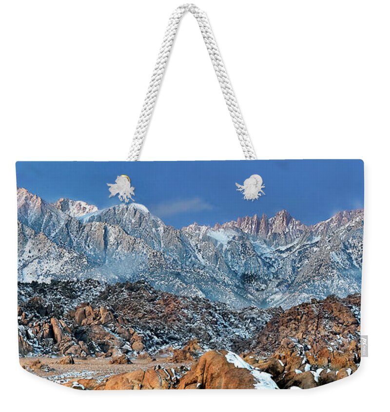 Dave Welling Weekender Tote Bag featuring the photograph Panoramic Winter Sunrise Alabama Hills Eastern Sierras by Dave Welling