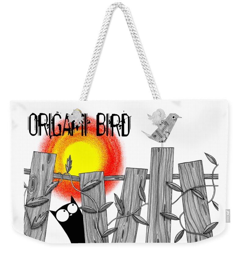 Bird Weekender Tote Bag featuring the painting Paper Bird by Andrew Hitchen
