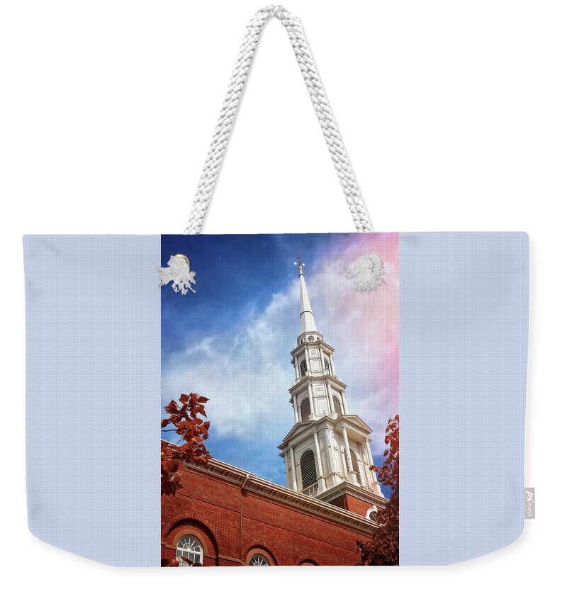 Boston Weekender Tote Bag featuring the photograph Park Street Church Steeple Boston Massachusetts by Carol Japp