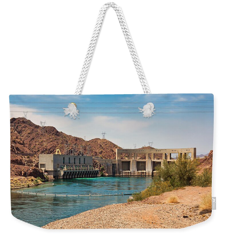 Parker Dam Weekender Tote Bag featuring the photograph Parker Dam on Havasu Lake, Arizona by Tatiana Travelways
