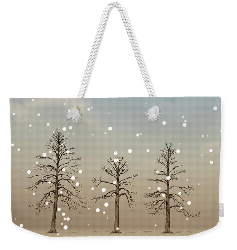 Partly Cloudy Weekender Tote Bag featuring the digital art Partly Cloudy Chance Of Snow by Bob Orsillo