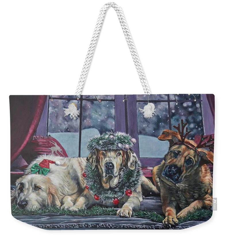 Christmas Weekender Tote Bag featuring the painting Party Time by John Neeve