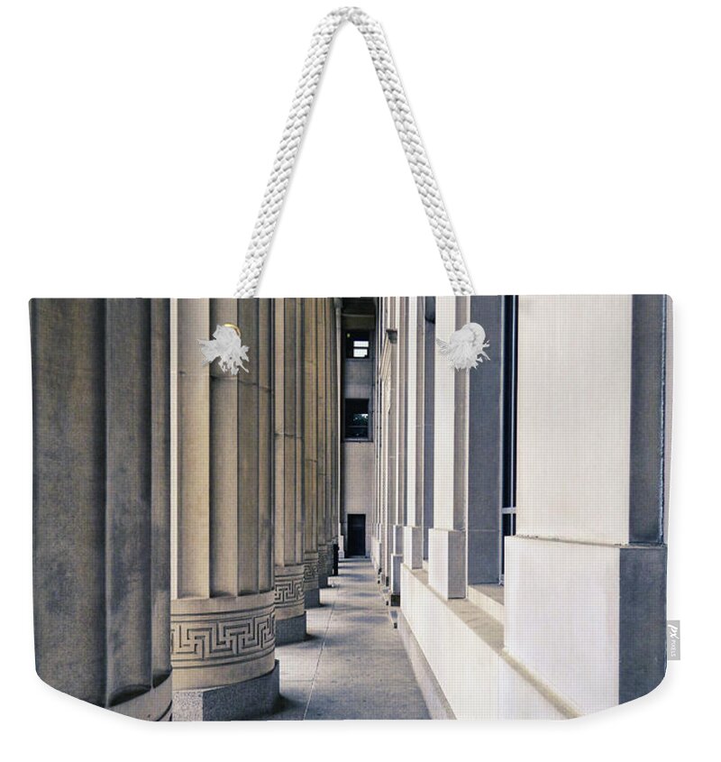 Ann Arbor Weekender Tote Bag featuring the photograph Passageway of Pillars by Phil Perkins
