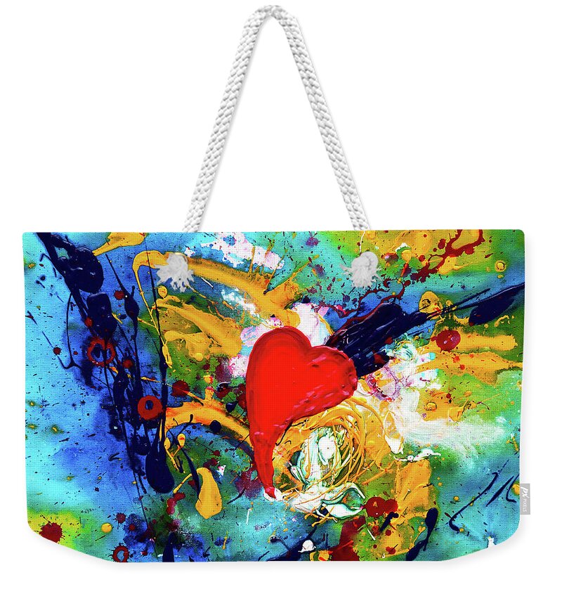 Abstract Weekender Tote Bag featuring the painting Passion by Maria Meester