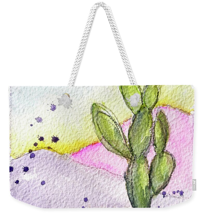 Pastel Weekender Tote Bag featuring the painting Pastel Cactus by Roxy Rich