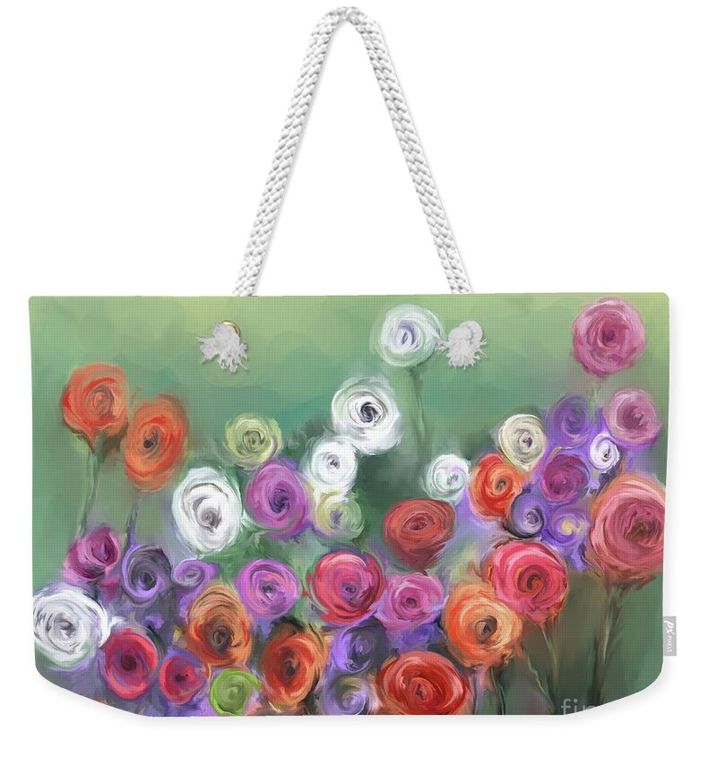Pastel Flowers Weekender Tote Bag featuring the pastel Pastel Flowers by Ana Borras