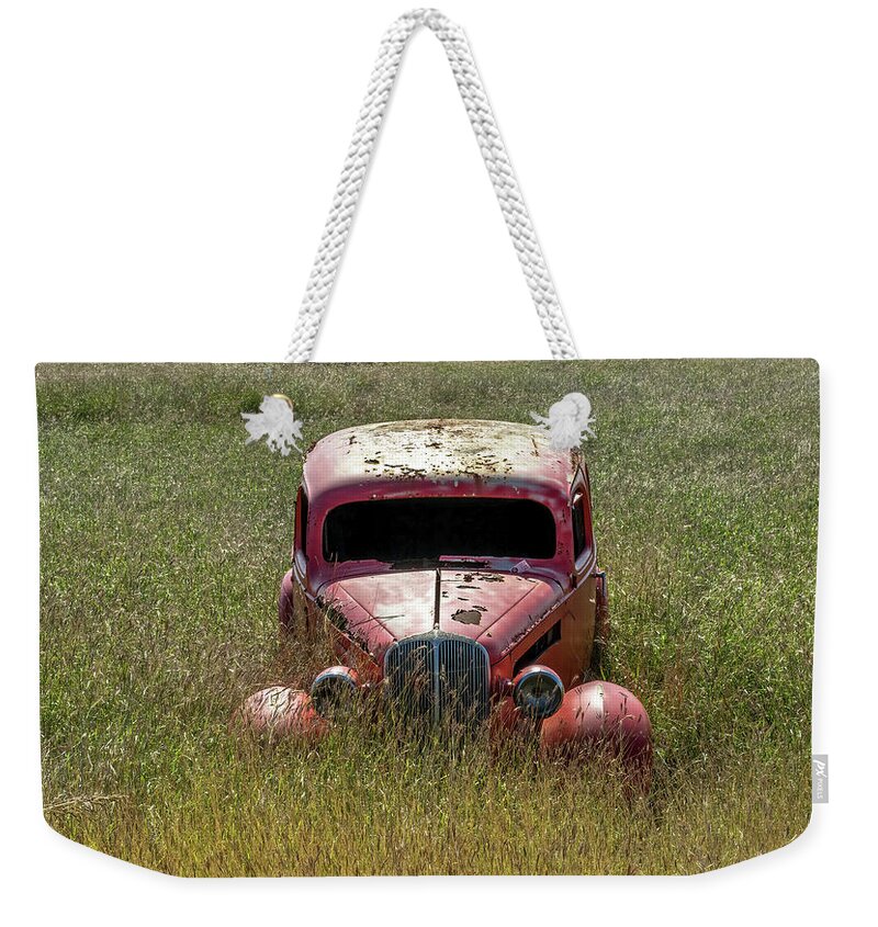 Classic Car Weekender Tote Bag featuring the photograph Pastoral Metal Sculpture by Steven Sparks