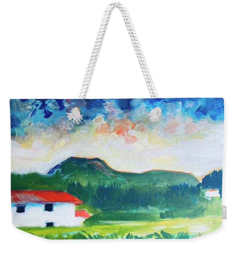 Sky Weekender Tote Bag featuring the painting Pasture Land, Ecuador by Suzanne Giuriati Cerny