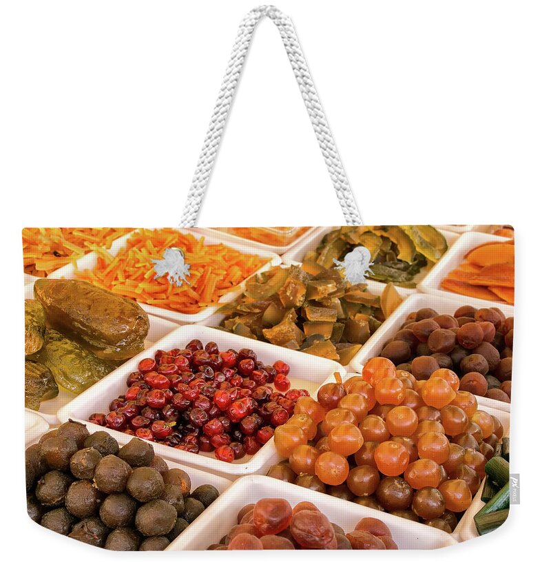 Pate De Fruit Weekender Tote Bag featuring the photograph Pate de Fruit by Lisa Chorny