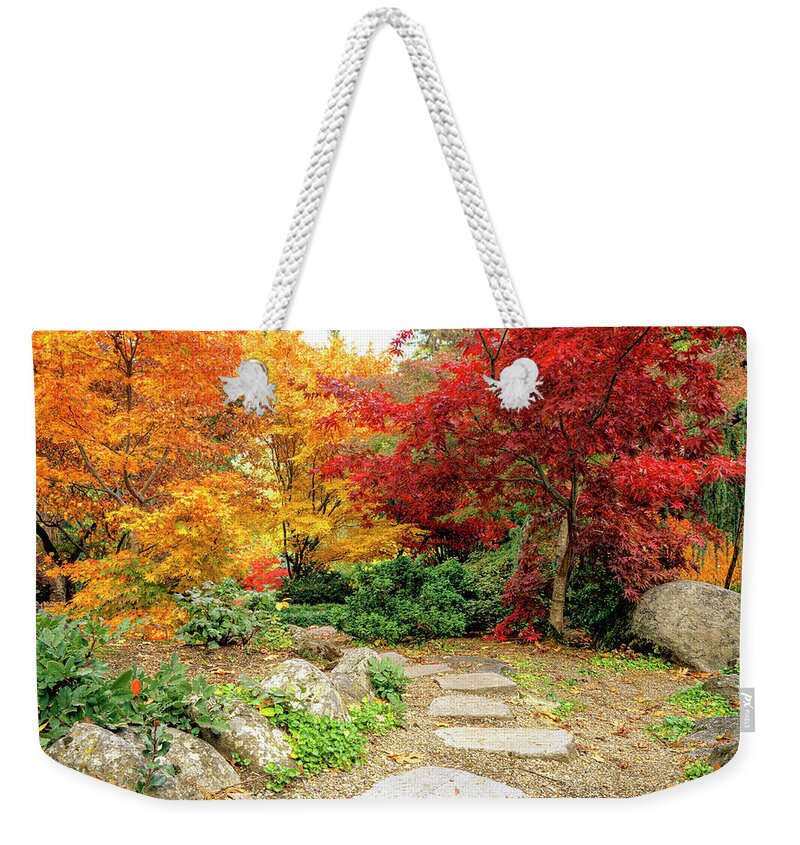 Trees Weekender Tote Bag featuring the photograph Path Through Autumn by Randy Bradley