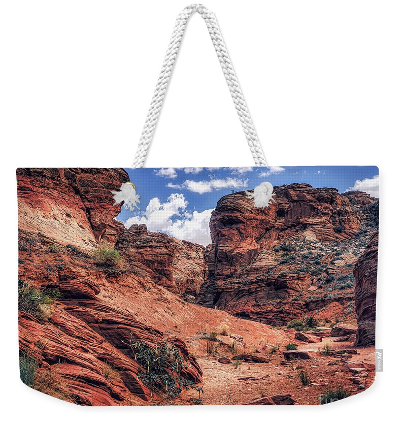 Antelope Canyon X Weekender Tote Bag featuring the photograph Path thru a Slot Canyon by Nick Zelinsky Jr