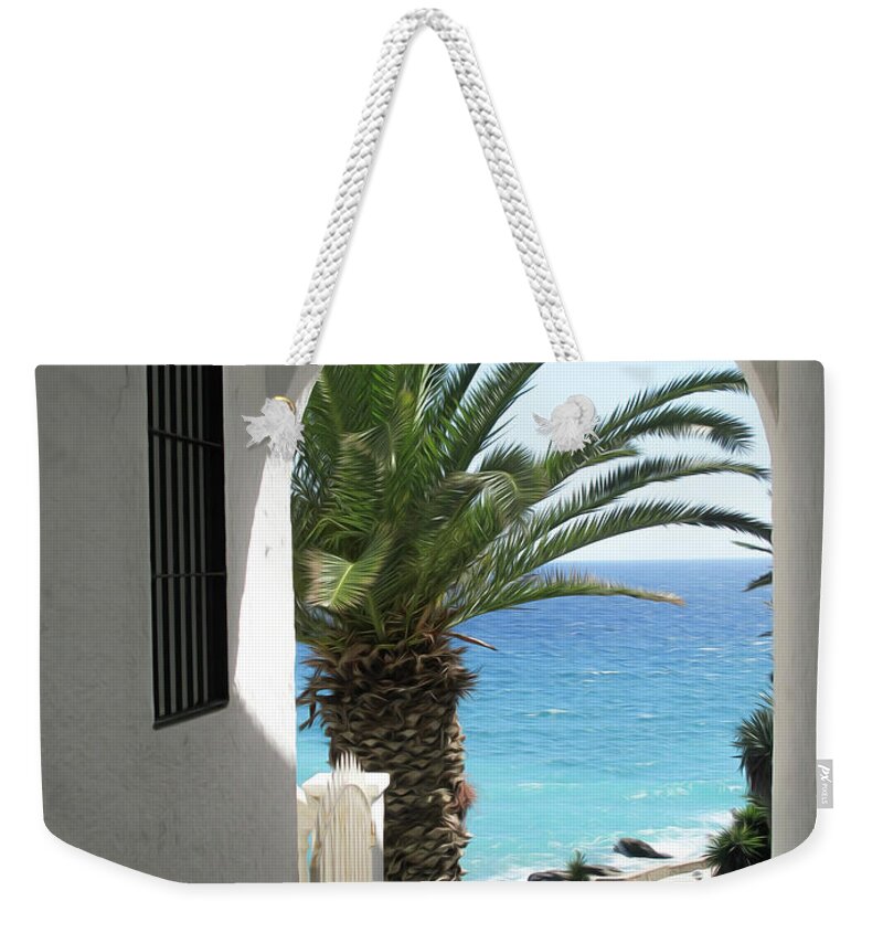 Spain Weekender Tote Bag featuring the digital art Path to the beach in Nerja by Naomi Maya