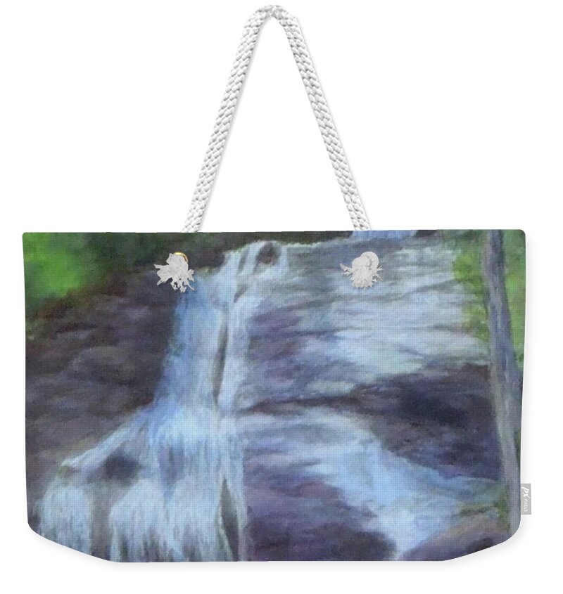 Waterfalls Weekender Tote Bag featuring the painting Path to the Falls by Phyllis Andrews