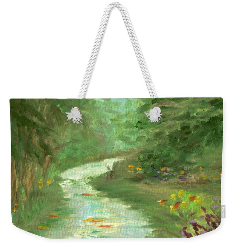 Path Weekender Tote Bag featuring the painting Path to Serenity by Juliette Becker