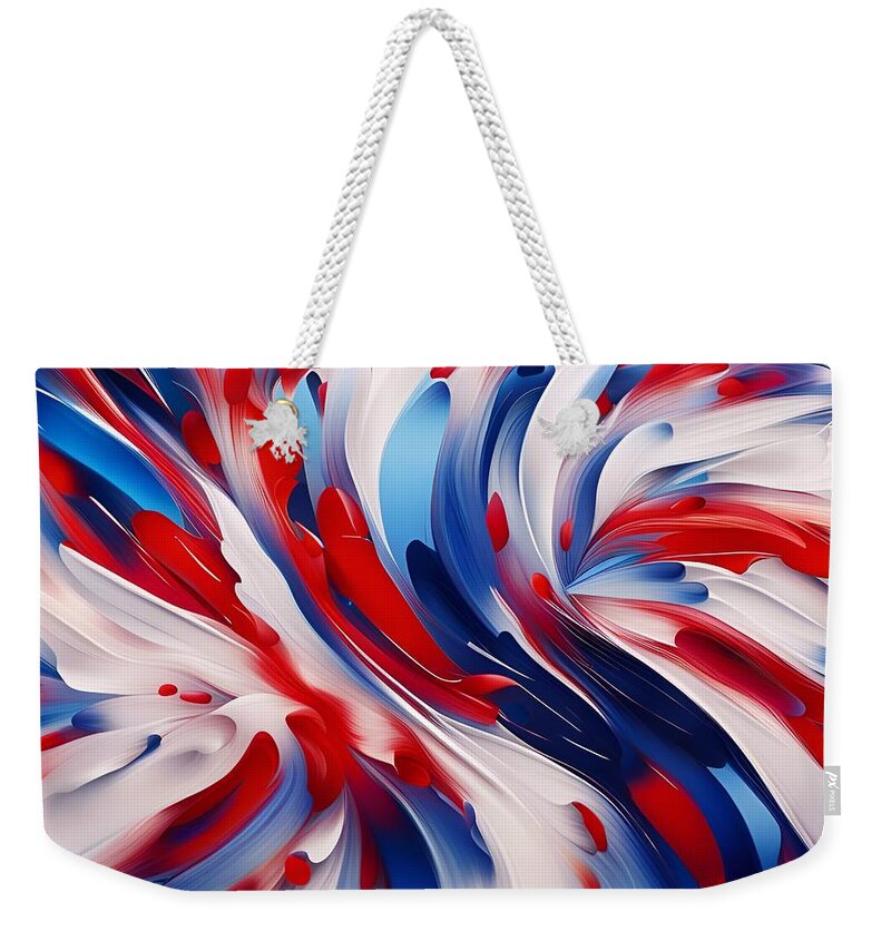 Newby Weekender Tote Bag featuring the digital art Patriotic Abstract 2023 by Cindy's Creative Corner
