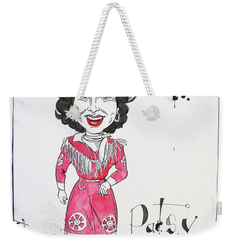  Weekender Tote Bag featuring the drawing Patsy Cline by Phil Mckenney