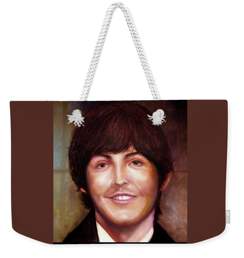 Beaty Weekender Tote Bag featuring the painting Paul McCartney portraiture by Leland Castro
