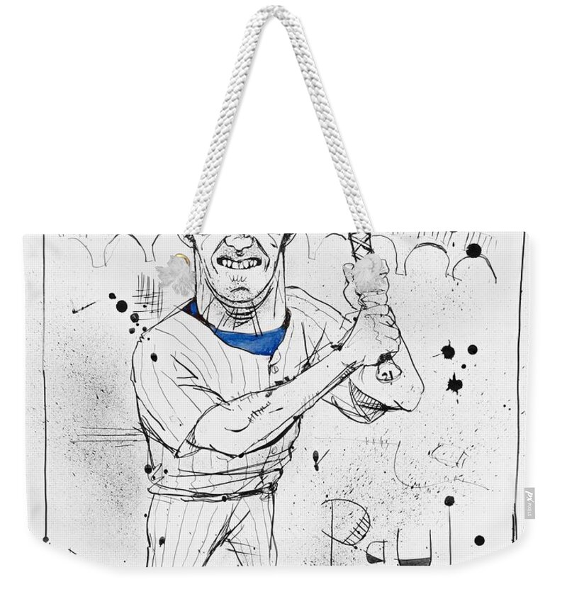  Weekender Tote Bag featuring the drawing Paul O'Neill by Phil Mckenney