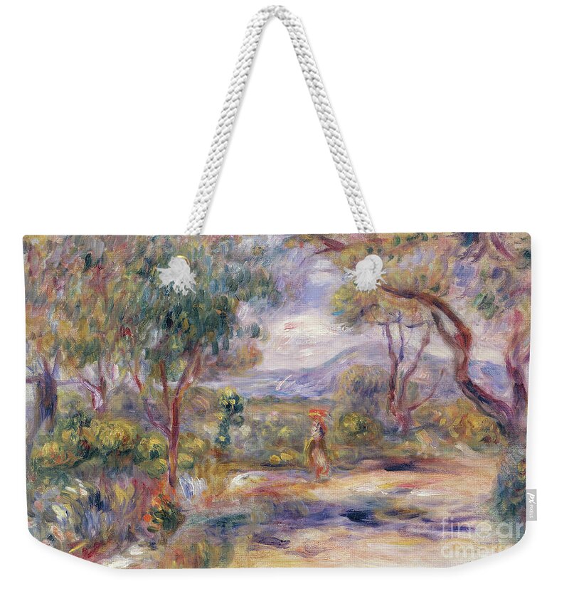 Renoir Weekender Tote Bag featuring the painting Paysage a Cannes by Pierre Auguste Renoir