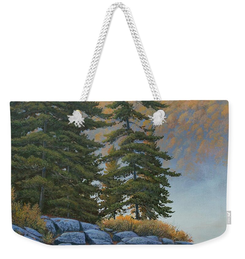 Canadian Weekender Tote Bag featuring the painting Peace and Quiet by Jake Vandenbrink