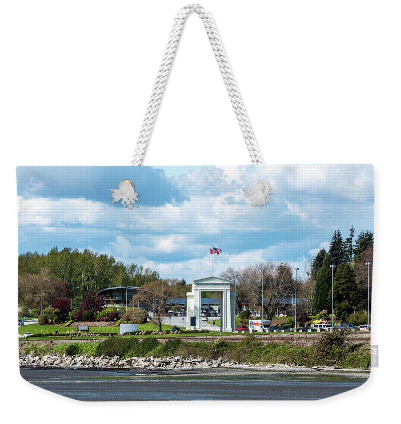 Peace Arch Gateway Weekender Tote Bag featuring the photograph Peace Arch Gateway by Tom Cochran